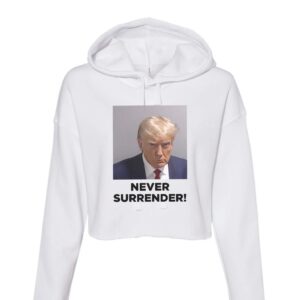 Trump Never Surrender Ladys Fleece Cropped Hoodies