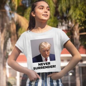 Trump Never Surrender Womens Flowy Cropped Shirts