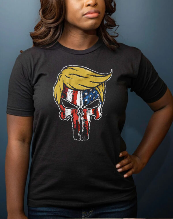 Trump 2024: Skull and USA Flag Patriotic T-Shirt