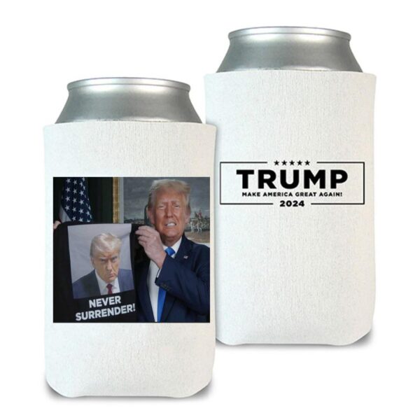 Trump Mugshot Never Surrender Beverage Cooler: Show Your Patriotism with Style - Image 2