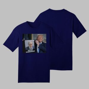 Trump Shows Off Trump Mugshot Never Surrender T Shirts