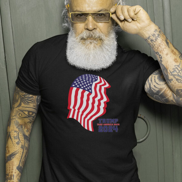 Trump 2024: Take America Back with Patriotic American Flag T-Shirt