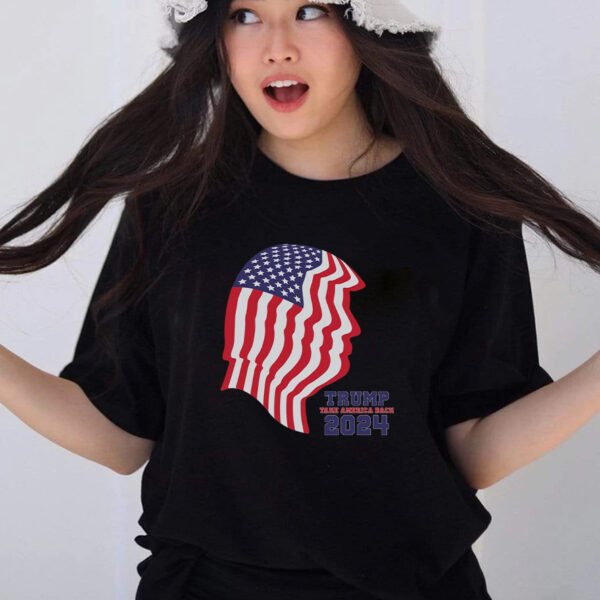 Trump 2024: Take America Back with Patriotic American Flag T-Shirt - Image 2