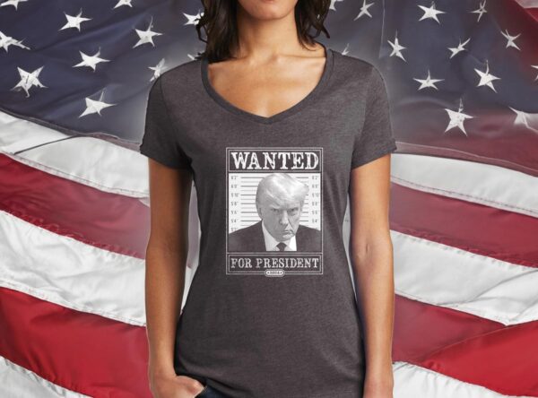 Trump 2024 Wanted: Ladies V-Neck T-Shirt - Image 2