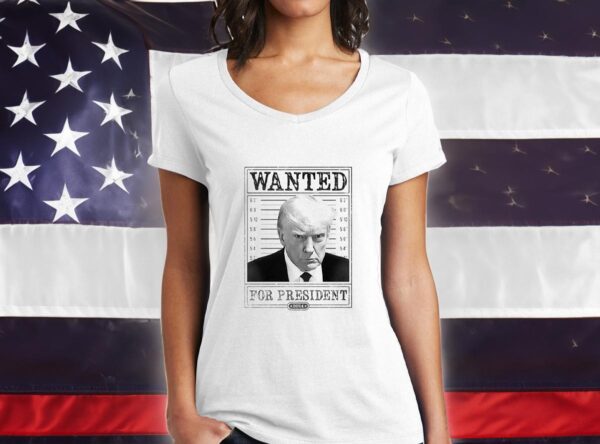 Trump 2024 Wanted: Ladies V-Neck T-Shirt - Image 3