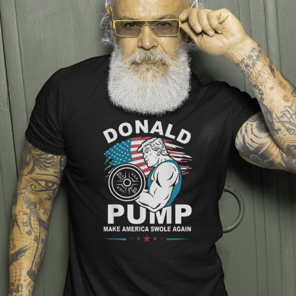 Patriotic Pump: Make America Swole Again with Trump 2024 T-Shirt - Image 2