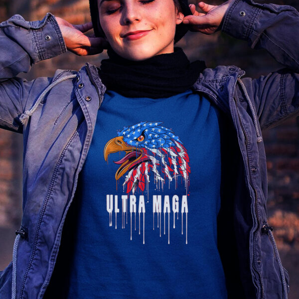 Ultra MAGA: Bloody Splatter Bald Eagle Trump 2024 Anti-Biden T-Shirt