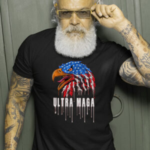 Ultra MAGA Bald Eagle Bloody Splatter Trump 2024 Anti Biden T Shirts