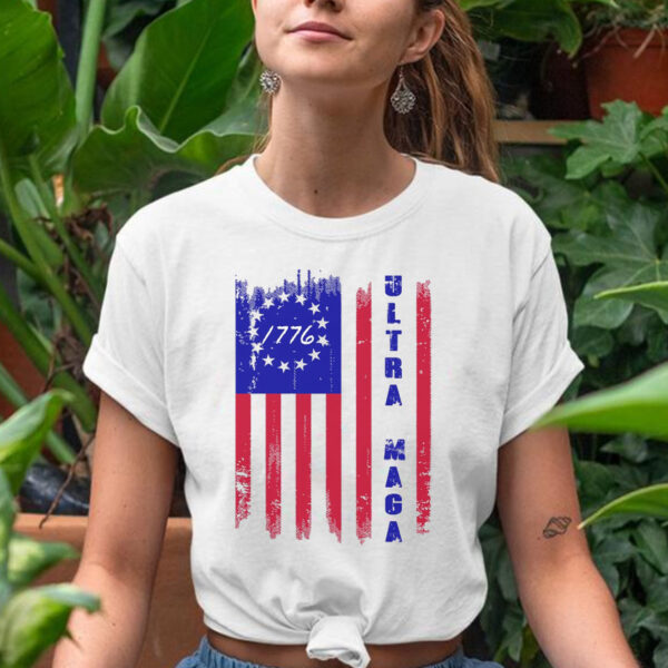 Ultra MAGA Betsy Ross USA Flag Trump 2024 Anti Biden Patriotic T-Shirt