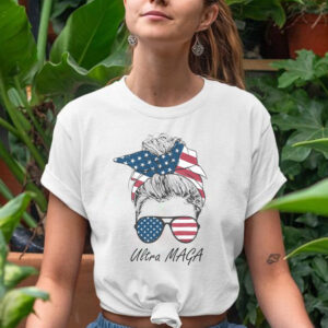 Ultra MAGA Messy Bun Parody Trump 2024 Anti Biden T Shirts