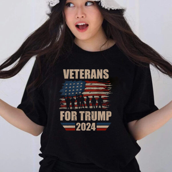 Show Your Support: Veterans For Trump 2024 Pro American Troops T-Shirt - Image 2