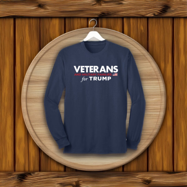 Show Your Support: Veterans and Military Families for Trump Navy Long Sleeve T-Shirt - Image 2