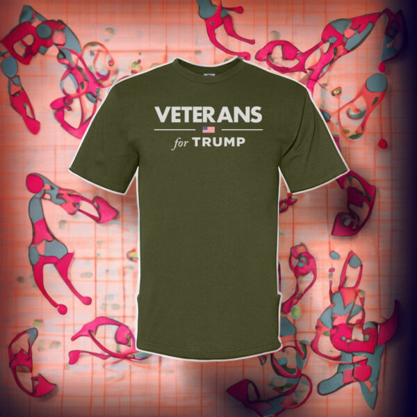 Show Your Patriotism: Veterans for Trump Olive 100% Cotton Shirt - Image 2