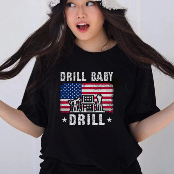 Vintage Drill Baby Drill Trump 2024 Patriotic 4th of July T-Shirt