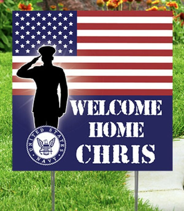 Welcome Home Chris Navy Yard Sign: Celebrate Your Hero's Return - Image 2