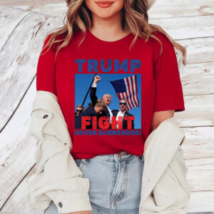 Donald Trump SHOT, LONG SLEEVE T-Shirt-FIGHT, NEVER SURRENDER-TRUMP 20241