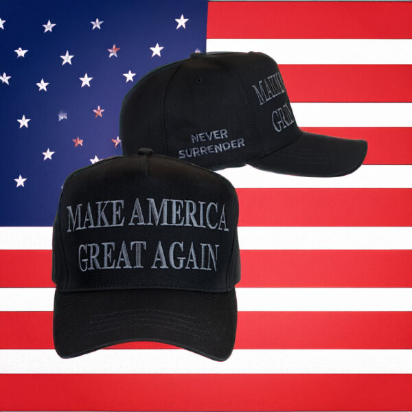 Never Surrender: Black MAGA Hat for Patriots - Image 3