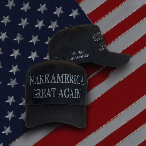 Trump Never Surrender Black MAGA Hat for Patriots Us