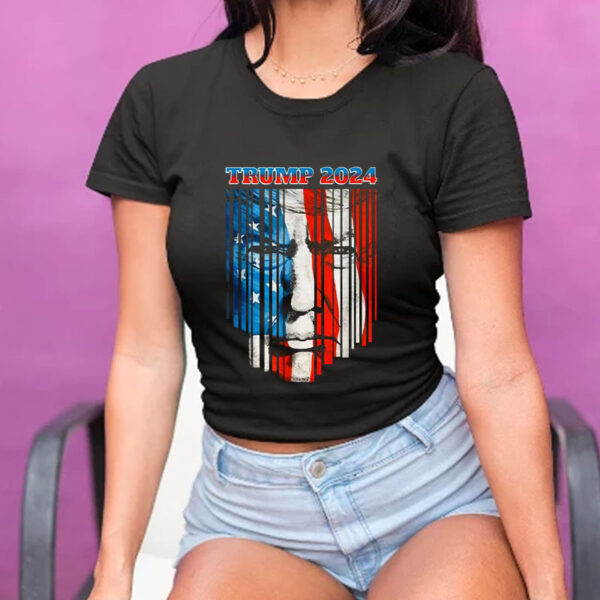 US Flag Face Trump 2024 Vintage Donald Trump 4th of July T-Shirt3