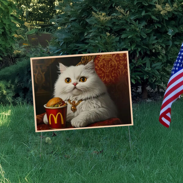 Cat with McDonald's Yard Sign3