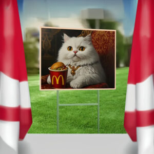 Cat with McDonald's Yard Sign4