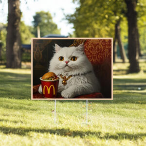 Cat with McDonald's Yard Sign7