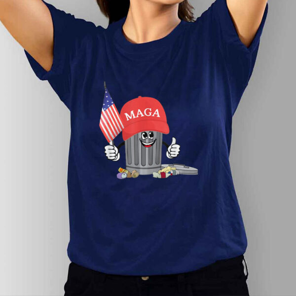 MAGA Garbage Can with American Flag T-Shirt