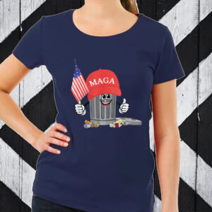 MAGA Garbage Can with American Flag T-Shirt1