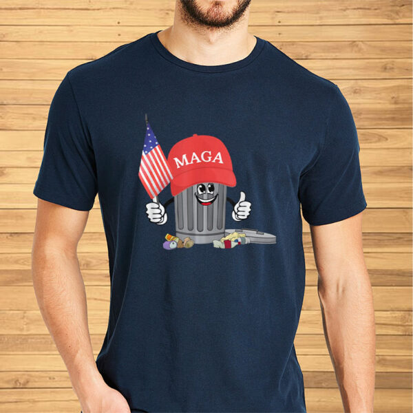 MAGA Garbage Can with American Flag T-Shirt54