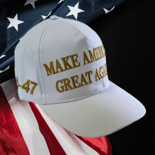 President Trump 45 - 47 Hat - 2024 - Make America Great Again -White Gold