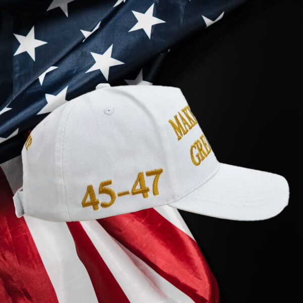 President Trump 45 - 47 Hat - 2024 - Make America Great Again -White Gold1