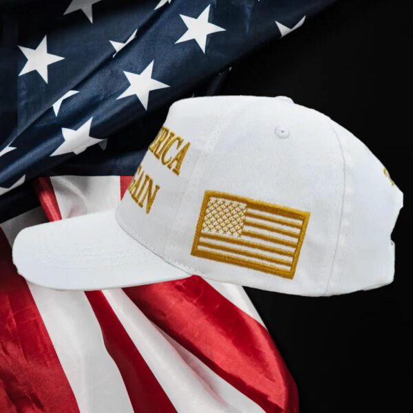 President Trump 45 - 47 Hat - 2024 - Make America Great Again -White Gold2