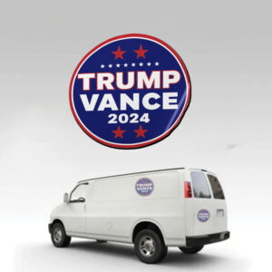 Trump Vance 2024 Fight Round Sticker - Car Magnet