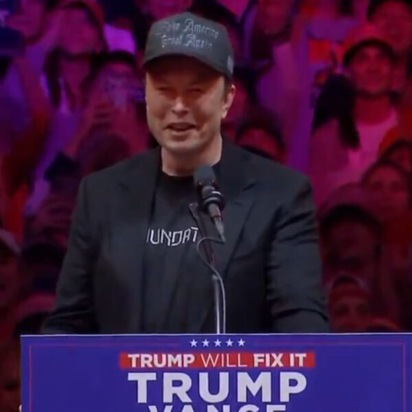 dark, gothic MAGA hat at Trump's Madison Square Garden rally