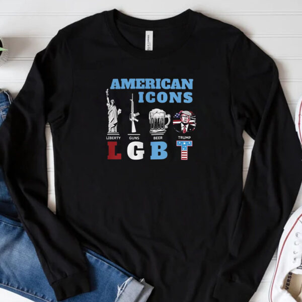 American Icons Liberty Guns Beer Trump LGBT T-Shirt 20243