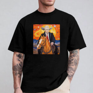 Art Cowboy Trump Riding a Horse T-Shirt 2024