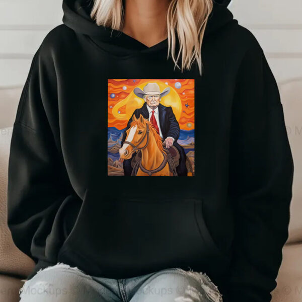 Art Cowboy Trump Riding a Horse T-Shirt 20242