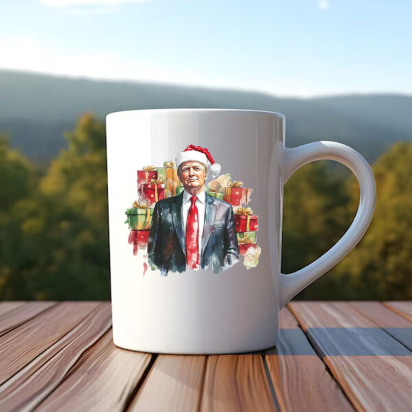 Donald Trump Christmas Mug , MAGA Holidays , Trump with Santa