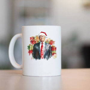 Donald Trump Christmas Mug , MAGA Holidays , Trump with Santa1