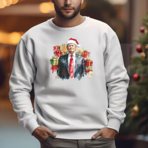 Donald Trump Christmas Sweatshirt , T-shirt , Hoodie , Long Sleeve T-shirt , MAGA Holidays , Trump with Santa3