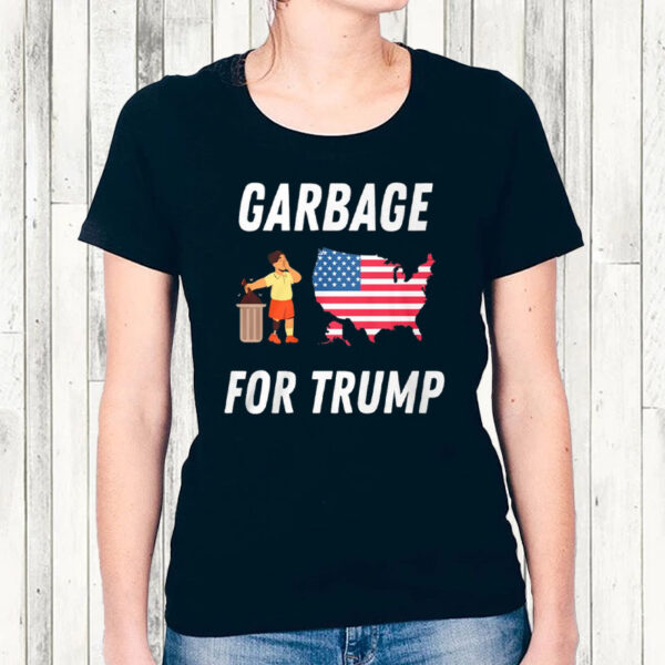 Garbage For Trump 2024 America Map Trash Bin T-Shirt