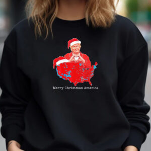 Merry Christmas America Donald Trump Coverage Xmas America Map , Election Trump Won T-Shirt 20241