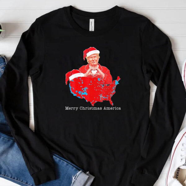 Merry Christmas America Donald Trump Coverage Xmas America Map , Election Trump Won T-Shirt 202433