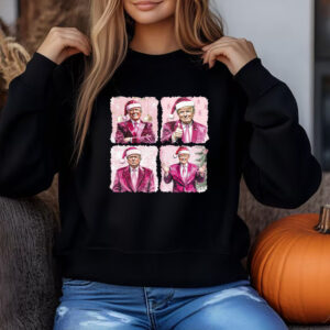 Pink Funny Trump Christmas Sweatshirt , T-shirt , Hoodie , Long Sleeve T-Shirt , I'll be home for Xmas , 2024 Political3