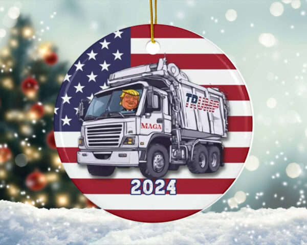 Trump Garbage Truck Ornament 2024 Donald Trump Supporter