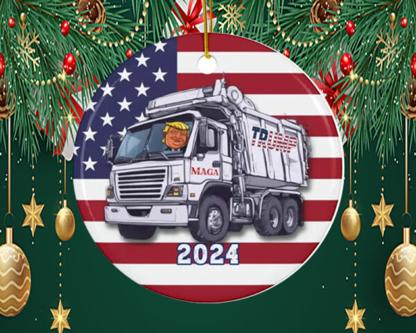 Trump Garbage Truck Ornament 2024 Donald Trump Supporter1