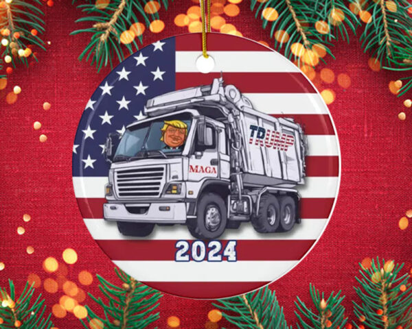 Trump Garbage Truck Ornament 2024 Donald Trump Supporter2