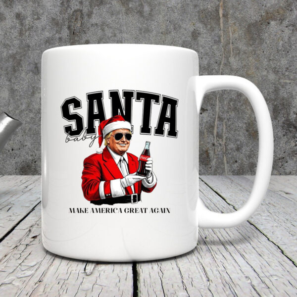 Trump Santa Baby Christmas Mug 2024 , Humorous Trump Christmas3